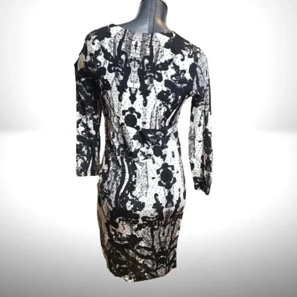 Just Cavalli Dress NWT IT 46 US 12 Black White Abstract Print Bodycon - Picture 5 of 12